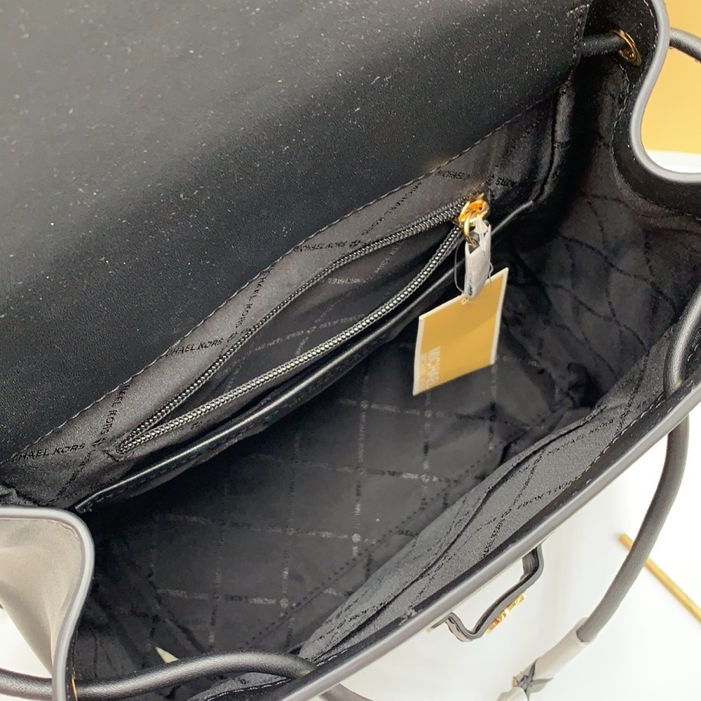 MICHAEL KORS PHOEBE MEDIUM FLAP DRAWSTRING BACKPACK BLACK COLOR - Picture 10 of 16
